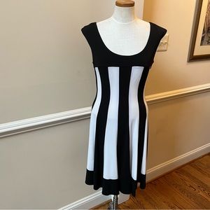 Connected Apparel – Black and White Stripe Sleeveless Dress